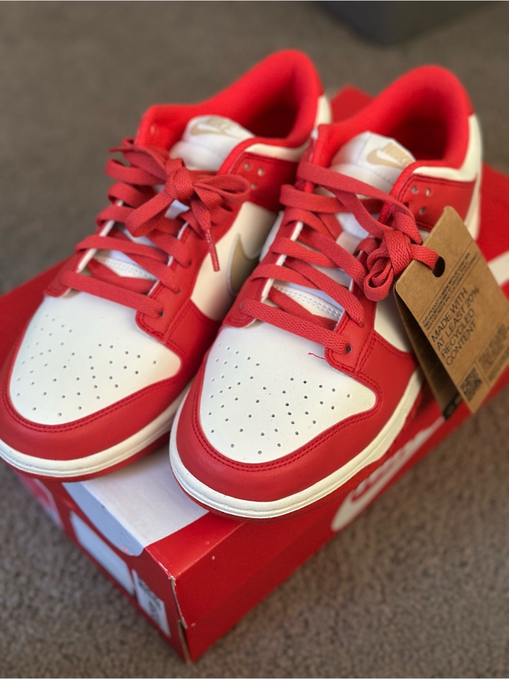 Nike Women's Red and White Low-Top Sneakers